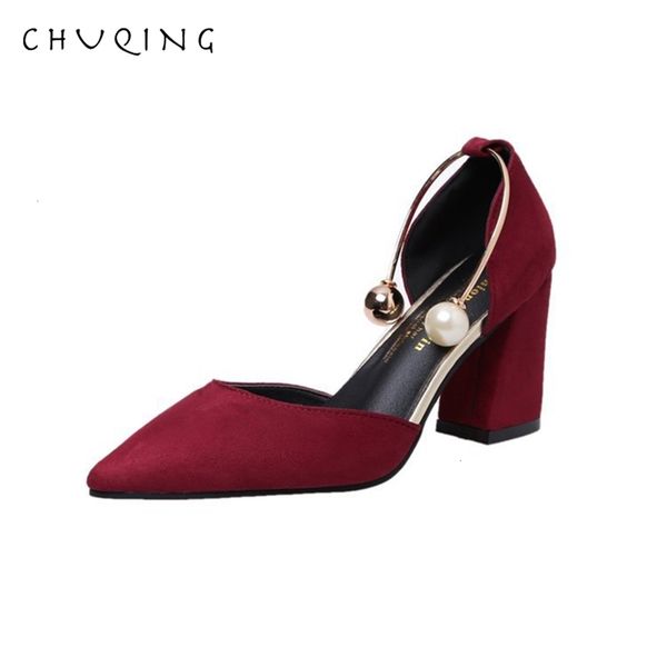 

chuqing 2019 summer new hollow pointed shallow mouth ladies high heels, Black