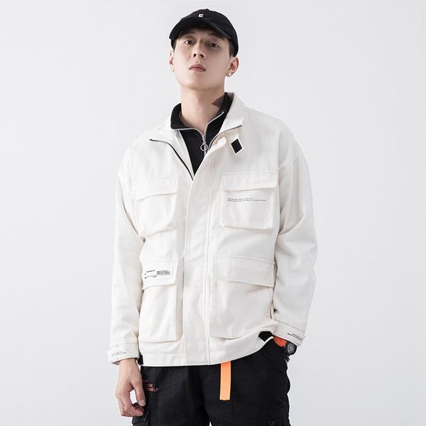 

2021 spring autumn hooded jacket men loose stand harajuku mens coats jackets windbreaker outwear streetwear male jacket m-4xl, Black;brown