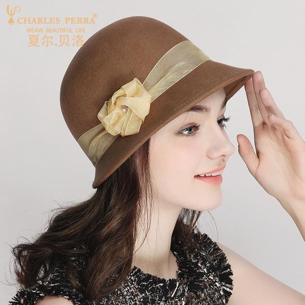 

stingy brim hats lady fashion fedoras hat girls british style dome female woolen cap shaped winter warm leisure b8676, Blue;gray