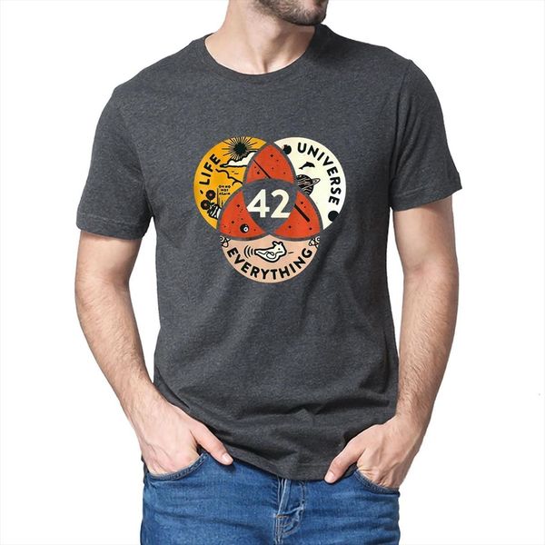 

100% cotton 42 men the answer to life universe and everything douglas adams black mens t shirt women, White;black