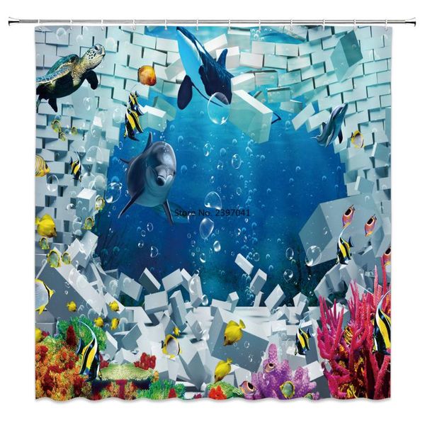 

shower curtains ocean dolphin bathroom curtain sea animal bath waterproof polyester fabric 180x180 home decor with hook mat