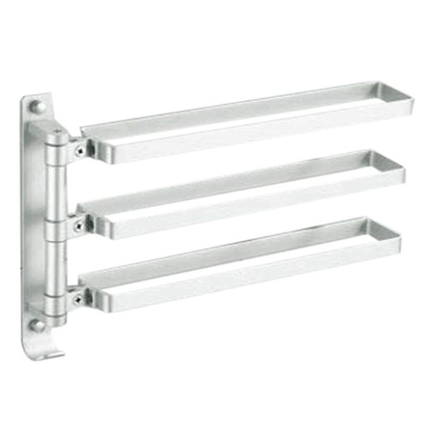 

towel racks bathroom swing bar wall hanging bath rack, aluminum 3-bar folding arm rotating hook pot cover rack shoe