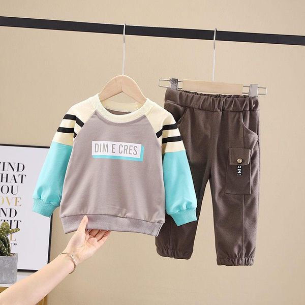 

clothing sets spring autumn children casual clothes baby boys girls patchwork t shirt pants 2pcs/sets kids infant toddler tracksuits, White