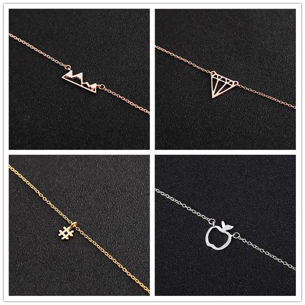 Diamond Arrow Infinity Infinito Círculo de coração redondo redonda de hashtag de hashtag pulseiras de montanha pinecone jóias geométricas minimalistas