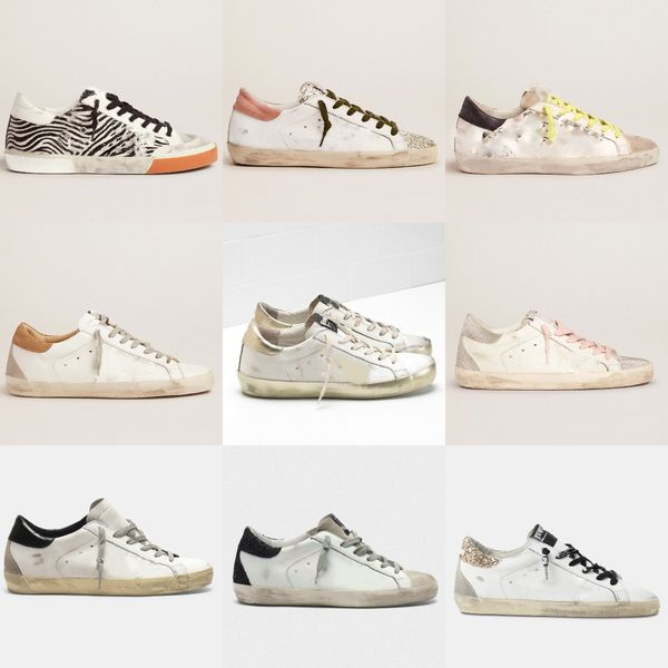

designer italy brand women casual shoes golden superstar sneakers sequin classic white do-old dirty super star man luxury shoes, Black
