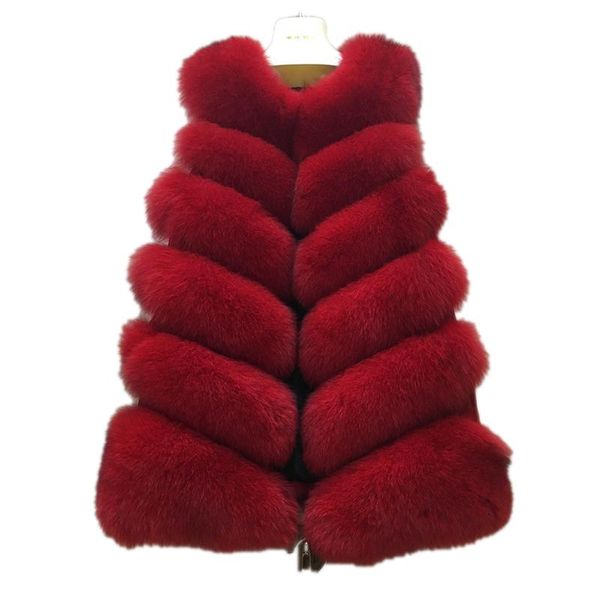 

women's fur & faux luxury autumn winter genuine real vest lady medium-long waistcoat female gilet vf5038, Black