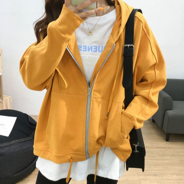 

jacket women's korean version loose student spring and autumn winter 2020 new ins versatile hooded long sleeve cardigan sweater, Black
