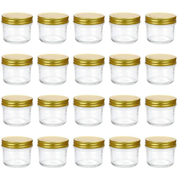 

storage bottles & jars clear glass with lids(golden),small spice for ,jelly,jams,wide mouth manson canning kitchen