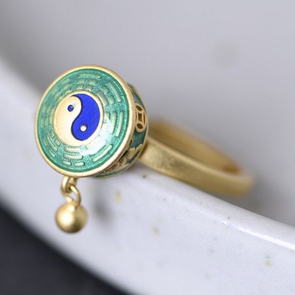 

2021 new s925 woman 925 gold-plated cloisonne fashion for women tai chi gossip sier female ring ezka, Silver
