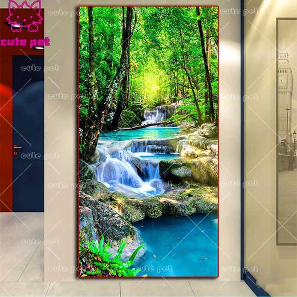 

diamond painting needlework patterns diy spring forest landscape 5d cross stitch 2021 embroidery rhinestone mosaic large