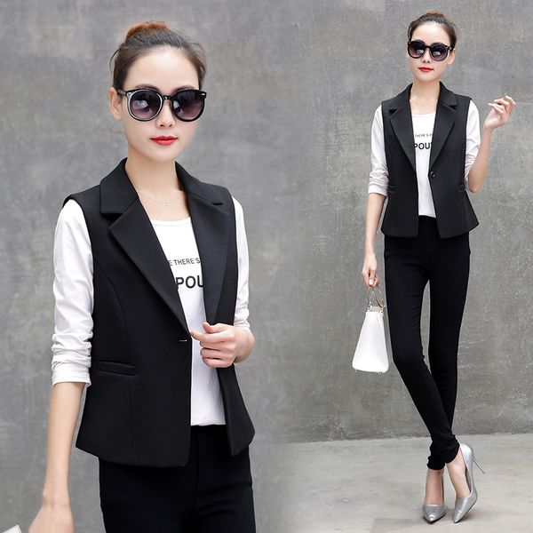 

quality female short spring and sleeveless new thin professional fashion jacket wear wild vest iap4, Black;white