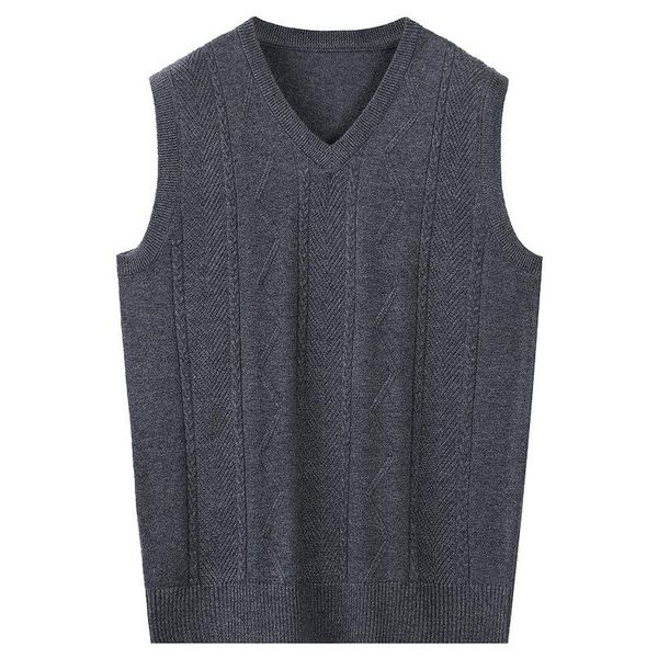

men's vests mens sweater vest 2021 winter elderly wool jacquard heart-neck knitted fashion men clothing, Black;white