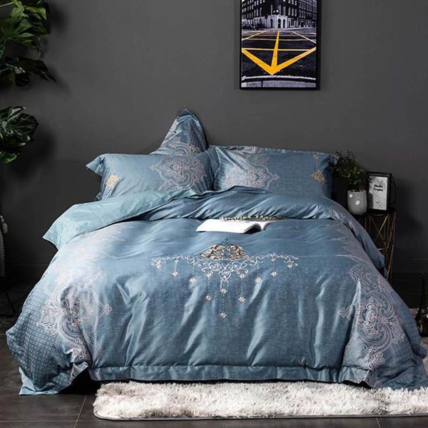 

bedding sets embroidery set jacquard silk cotton bedlinens  king size duvet cover