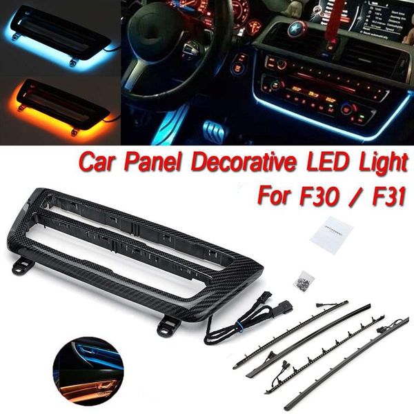 

interior&external lights carbon fiber dashboard cover trim ac panel led ambient light interior door strip for- 3 series f30 f31
