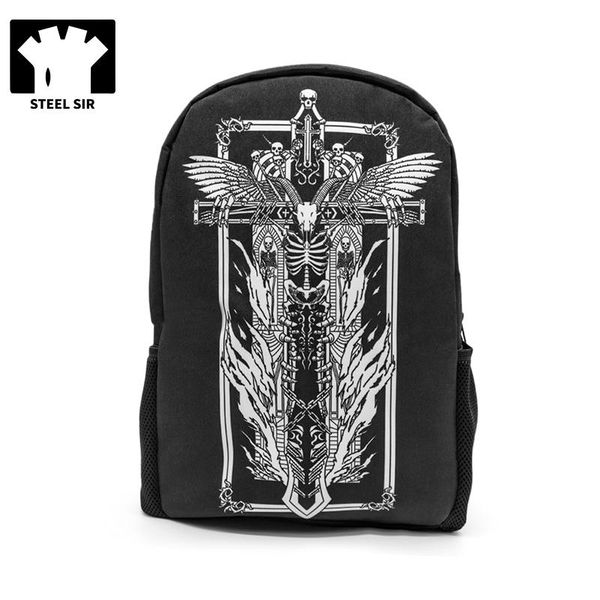 

backpack steelsir punk rock black lapmen travel bag printing school bags