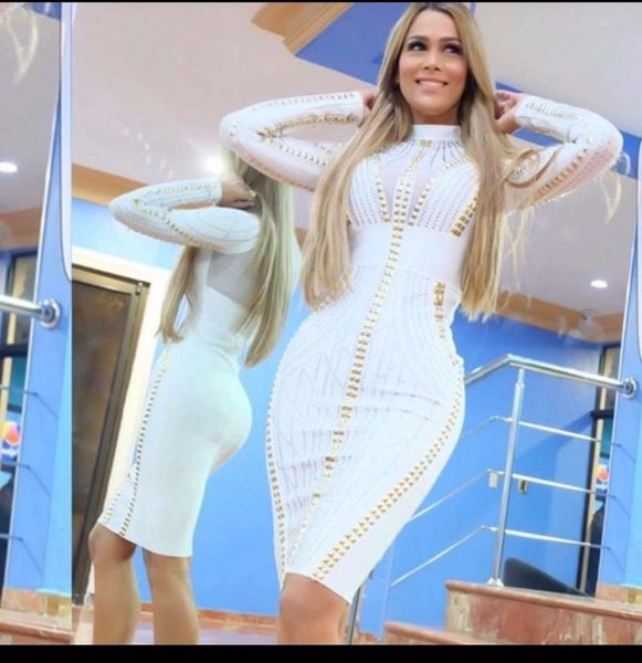 

black long beading rayon bandage for the bodycon dressed party ball osdm, White
