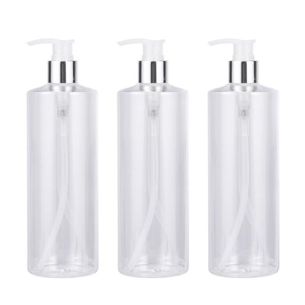 

3pcs 500ml empty bottle transparent simple storage bottle for emulsion hand washing (bottle color transparent pump head col