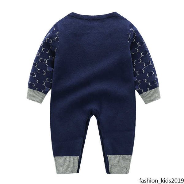 

baby autumn newborn clothes rompers knit knitted sweater long sleeve warm cotton wool baby boy girl romper, Blue