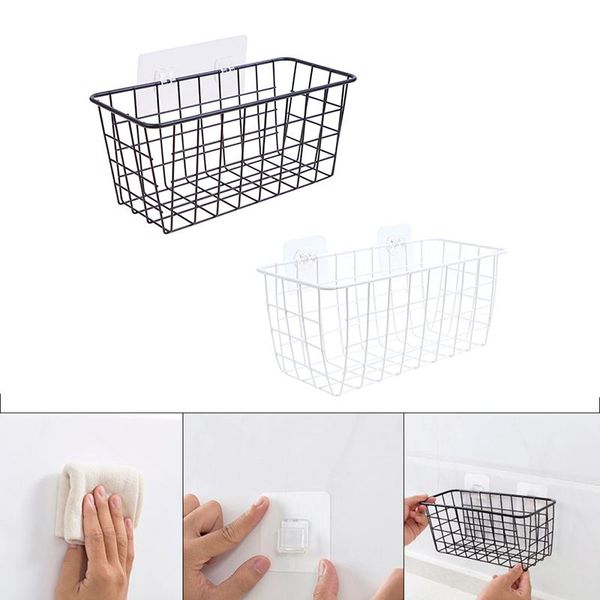

hooks & rails metal decorative basket storage grid wall mounted iron box rack kitchen bathroom accessories hanging