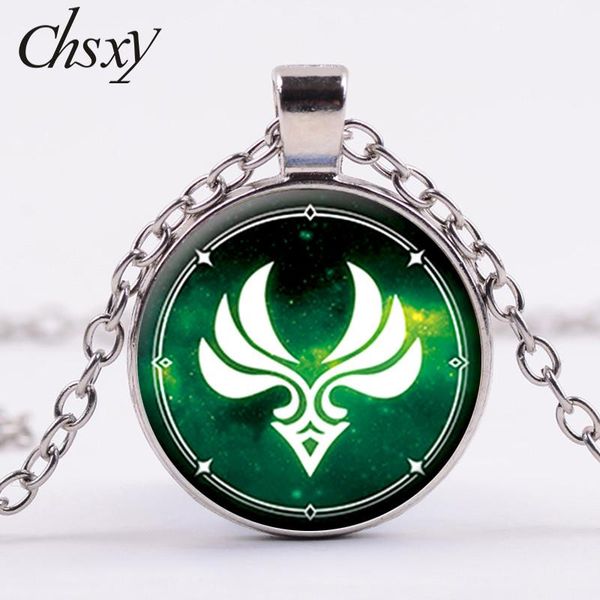 

pendant necklaces chsxy anime god genshin impact eye necklace for women men long chain on the neck glass ball trendy jewelry gift, Silver
