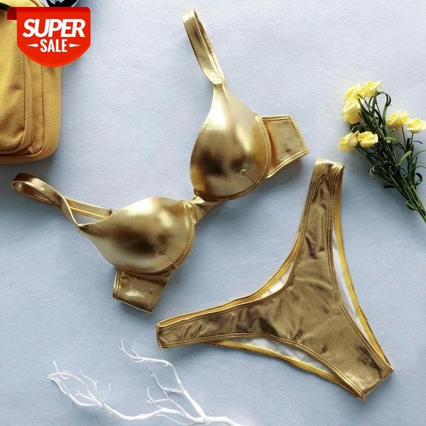 

silver shiny bikini women swimwear swimsuit swimming suit women solid bikini triangle mini bathing suit #861p, White;black