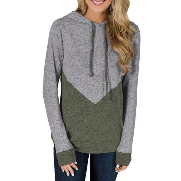 

women's hoodies & sweatshirts 2021 arrival contrast color stitching women hoodie fashion casual full sleeve lady pullovers hooded colla, Black