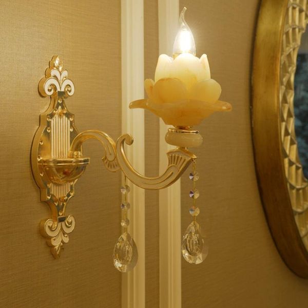 

european lotus shape wall lamp light for bedroom living room tv background wall home decoration