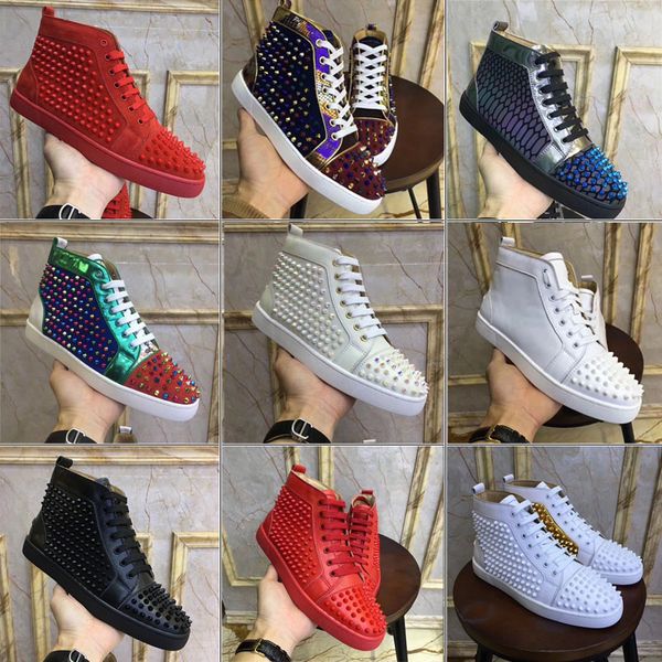 

womens items sneakers high-spikes rivet mens casual shoes cow leather stud womens sneakers large fashion shoes 46