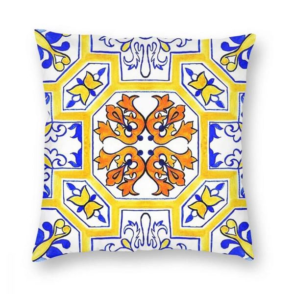 Almofada/travesseiro decorativo português azulejo lança tampa de fronha azul delft engraçada