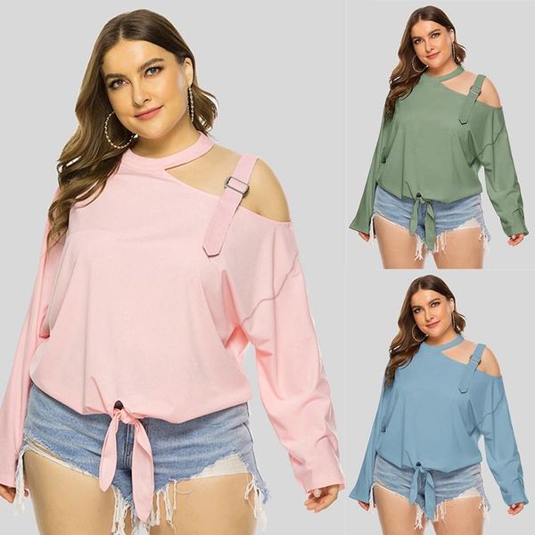 

women's t-shirt plus size long sleeve shirts loose casual tees o collar big clothes for female, White