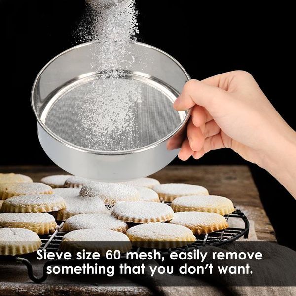 

6-inch flour sifter stainless steel kitchen sieve 60-mesh fine mesh strainer bean strainer baking tools