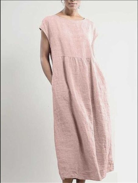 

casual dresses color solid sleevels loose cotton linen plug pocket drs, Black;gray