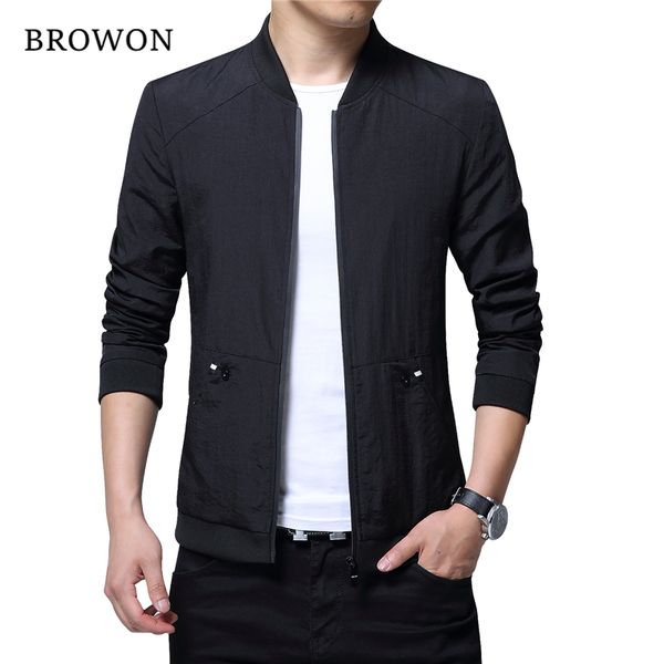 

brand spring autumn fashion men baseball and coats stand collar black jacket slim fit plus size 4xl tbjh, Black;brown