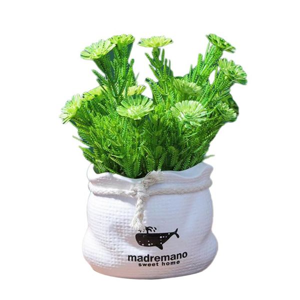 

plastic mini plants fake daisy flower with ceramic pot small bonsai plant