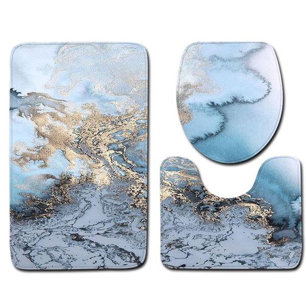 

toilet seat covers 3pcs/set cobble stone marble non-slip water absorbent machine washable bathroom rug contour mat removable home cushion