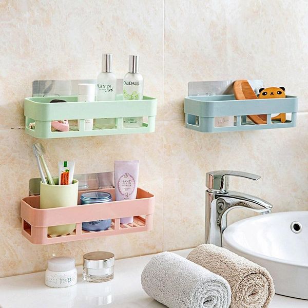 

bathroom storage & organization hole plastic shelf things toiletries shelfs el rack