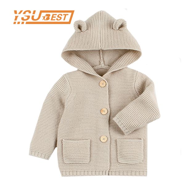 Winter Warme Neugeborene Baby Pullover Pelz Kapuze Abnehmbare Infant Jungen Mädchen Strickjacke Herbst Outwear Kinder Strickwaren 1-24M 210226