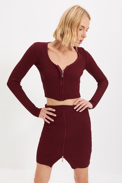 

women's two piece pants trendyol zipper knitwear sub-suit twoaw22au0022, White