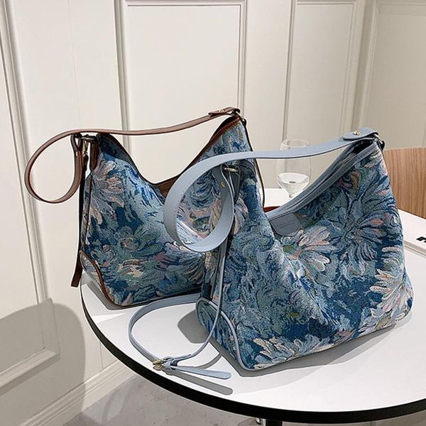 

evening bags painting flower shoulder large canvas tote bucket bag vintage women designer cross body shopper