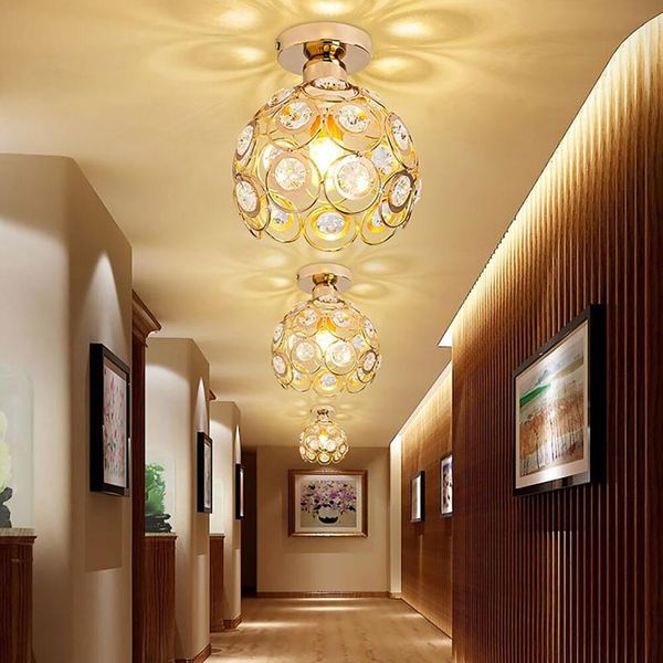 

modern iron crystal light hollow led ceiling lamp for aisle bedroom corridor balcony porch light home indoor lighting fixture