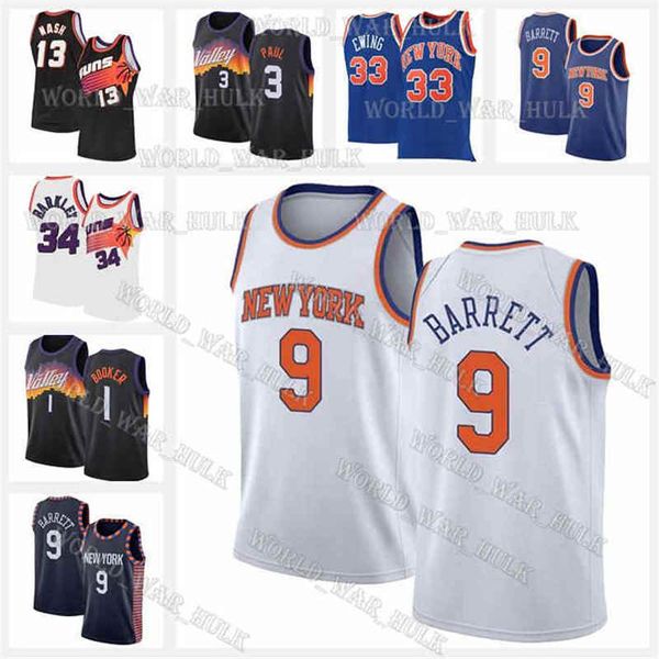

2020 new york knicks basketball jerseys rj 9 barrett devin booker phoenix suns karl-anthony towns anthony edwards chris paul, Black;red
