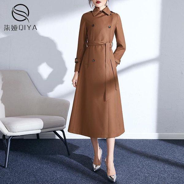 

women's trench coats vertical windbreaker 2021 medium and long style spring fashion temperament this year small straight coat, Tan;black