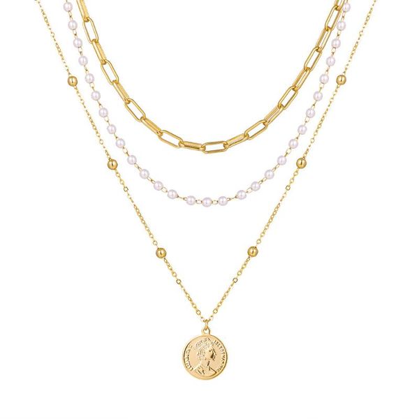 

pendant necklaces bohemia ins geometric multilayer monolayer stereo decorated temperament chain small colorful tassel holiday necklace, Silver