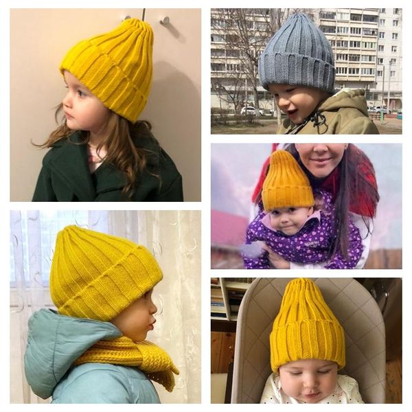 

beanies baby hats for boys girls warm winter hat solid color knitted children cap beanie kids toddler bonnet