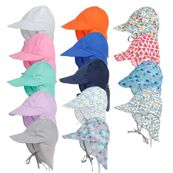 Cappello da sole per bambini Protezione anti UV Cappellini da spiaggia Copricapo estivo per collo all'aperto Cappellini da nuoto regolabili Accessori moda 16 Disegni BT1051