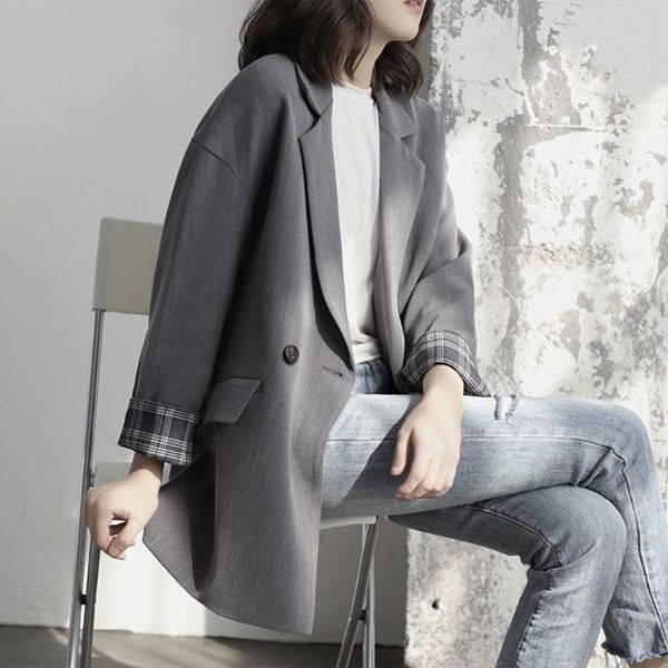 

women's suits & blazers women minimalist stylish patchwork british style spring autumn casual female outerwear black daily elegant chic, White;black
