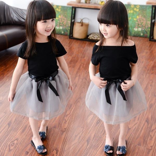 

children dress new fashion spring costomes short sleeve kids soild vestidos design o-neck casual dresses for girls, White