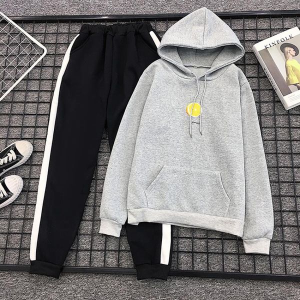 

women's two piece pants hoodies sweatshirt long sleeve outfits women 2 set fashion fruit printed + suit fleece warm fall winter clothe, White
