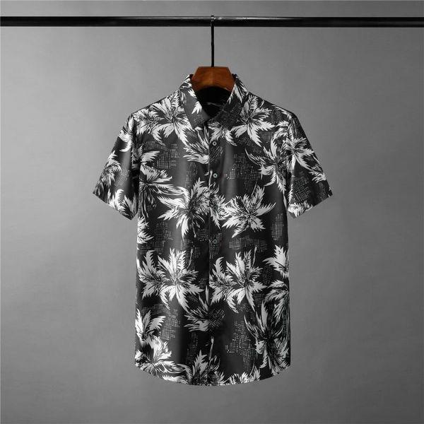 

men's casual shirts 2021 summer black male shrits luxury short sleeve digital printing mens dress fashion slim fit party man, White;black