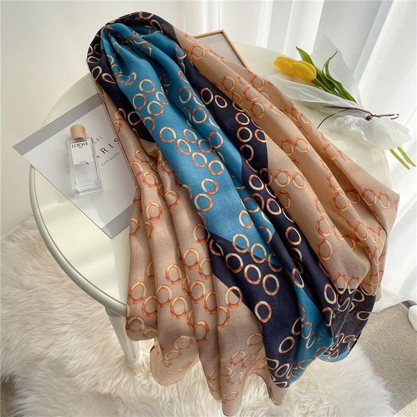 

scarves 2021 female fashion cotton scarf women hijab pashmina printed spring warm bufanda headband shawl lady wraps, Blue;gray